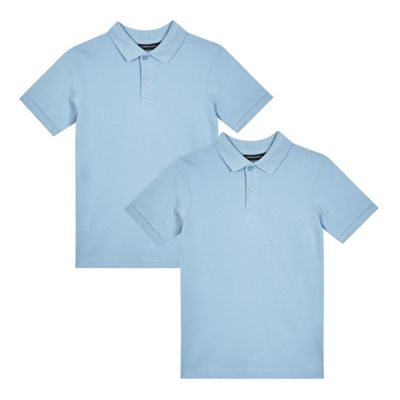 Pack of two boys' blue school polo shirts